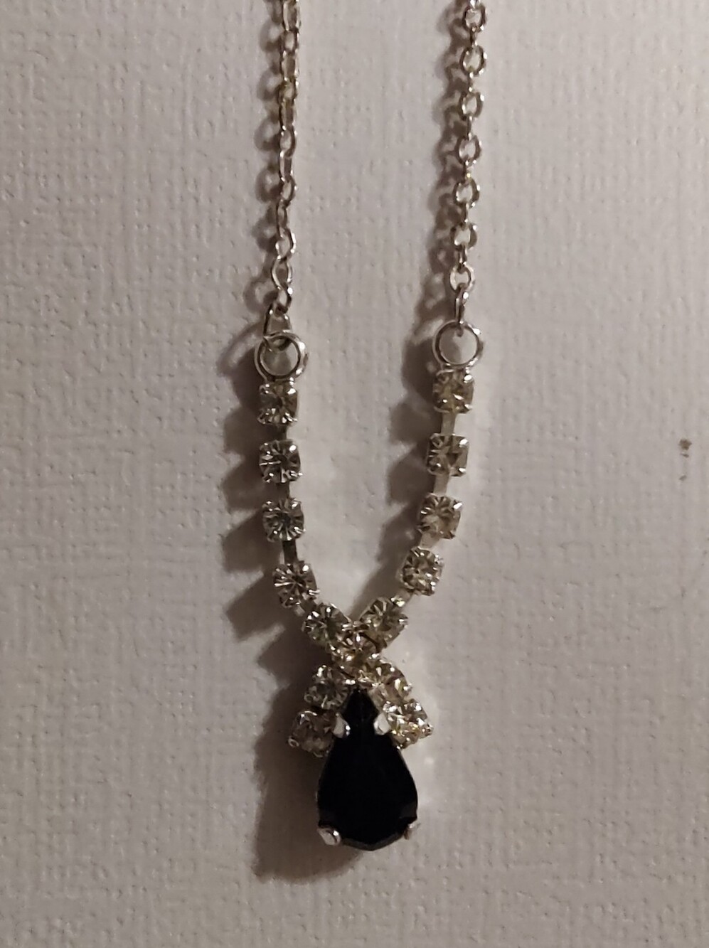 Elegant Teardrop Pendant Necklace with Clear Crystal Accents